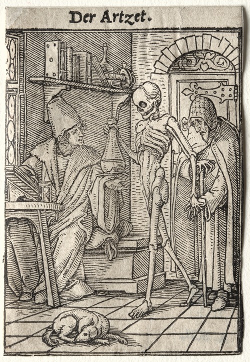 Representação histórica de um médico, obra de Hans Holbein, disponível no Artvee